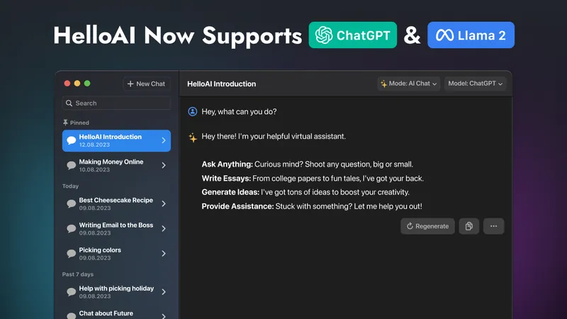 HelloAI 3.0.0:  Featuring Llama2 & Enhanced Chat Experience