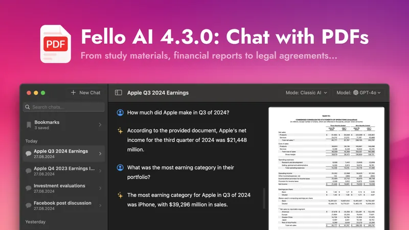 Fello AI 4.3.0: Chat with PDF Documents