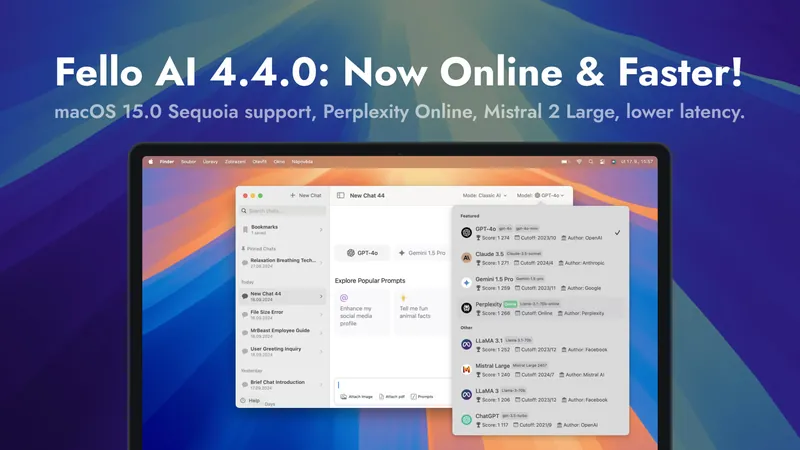 Fello AI 4.4.0: macOS 15.0 Sequoia Support, Perplexity Online, And More