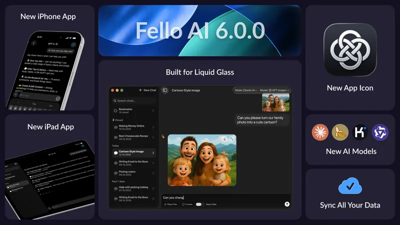 Fello AI 6.0.0: Now on iPhone & iPad, with Sync, New Models, and Liquid Glass