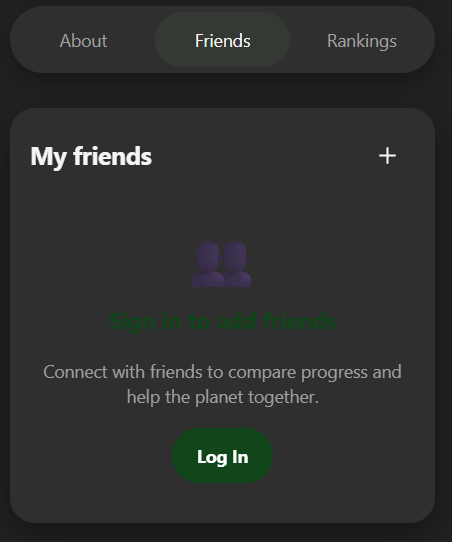 EcoGPT Friends tab inviting users to add friends and compare progress